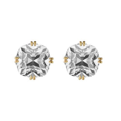 Boucles d'oreilles Reel diamant solitaire en or jaune coussin Vieux mineurs 10 Ct.
