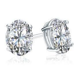 Boucles d'oreilles Réel diamant taille ovale en or blanc 5 carats Joaillerie fine