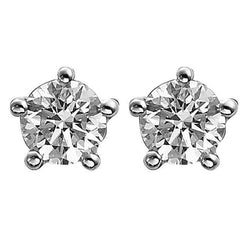 Boucles d'oreilles Réel diamants Coupe Ronde 2.70 ct sertie de 5 griffes or blanc 14K