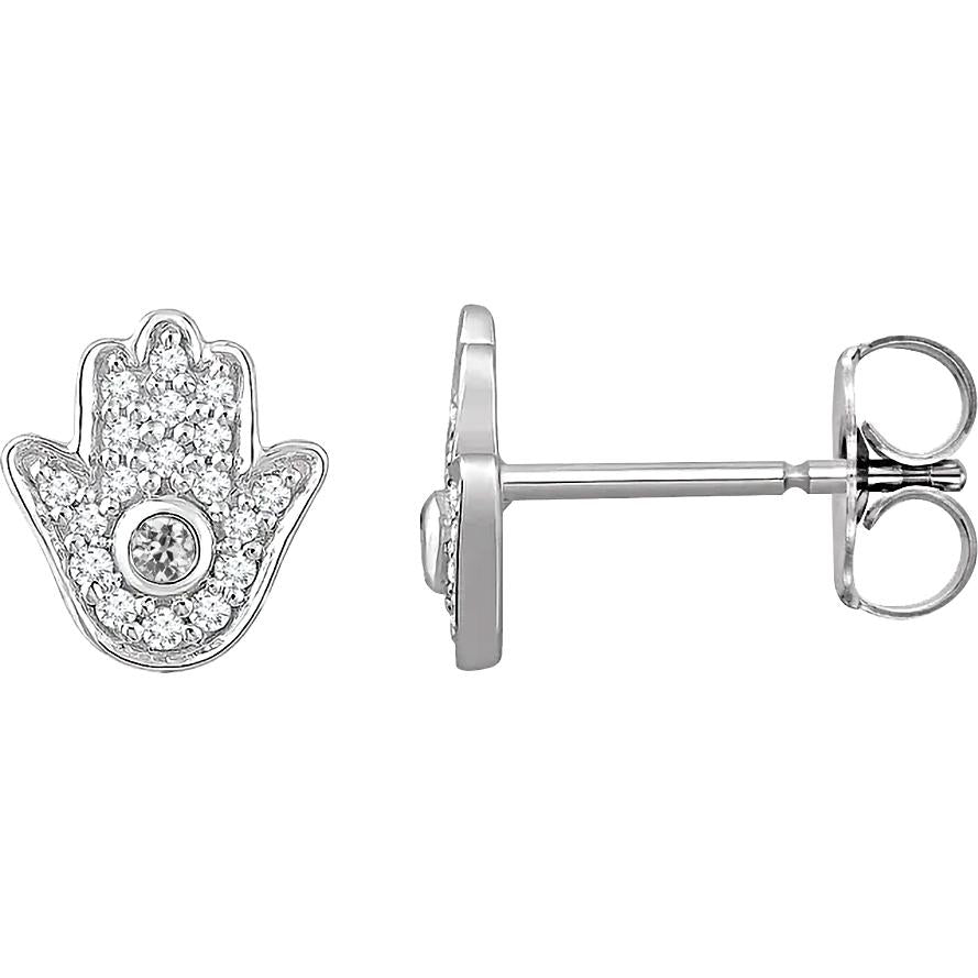 Boucles d'oreilles Véritable Naturel diamant pour femme sertie de lunette main Hamsa taille ancienne 3.50 carats