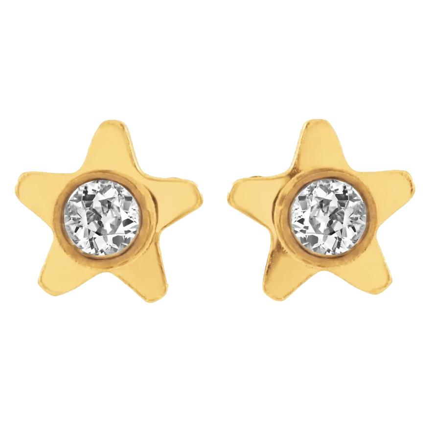 Boucles d'oreilles Véritable diamant style étoile Vieux mineur 2 carats or jaune 14K