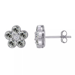 Boucles d'oreilles Véritable diamant style fleur Push Backs Vieux mineur Or 5 carats