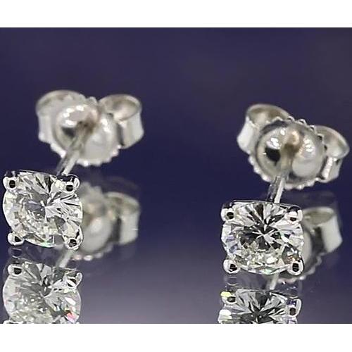 Boucles d'oreilles à Naturel diamants ronds de style Martini à quatre griffes 