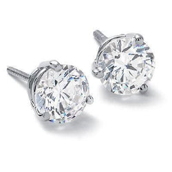 Boucles d'oreilles à diamants ronds pour femmes. bijoux en or blanc 2 ct.