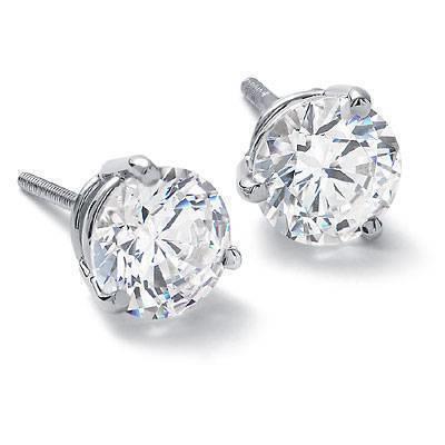 Boucles d'oreilles à diamants ronds pour femmes. bijoux en or blanc 2 ct. - HarryChadEnt.FR