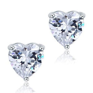 Boucles d'oreilles à tige en Réel diamant taille cœur de 1,5 ct en or blanc massif étincelant