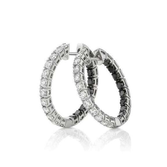 Boucles d'oreilles anneau en or blanc 14K avec 5,30 carats de Réel diamants