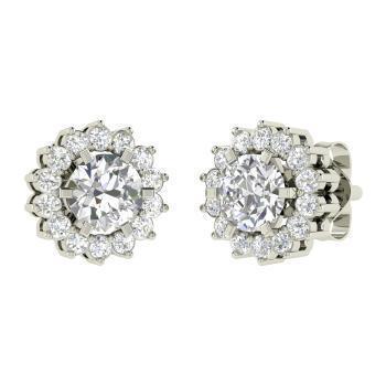 Boucles d'oreilles avec halo de Authentique diamants Coupe Ronde sertie de griffes de 4.20 carats