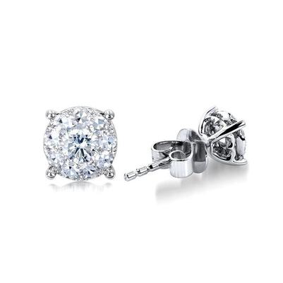 Boucles d'oreilles clous d'oreilles Authentique diamants étincelants de 4.50 carats sertis de griffes 14K blanc