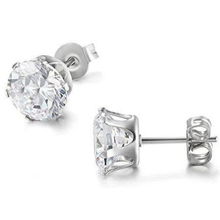 Boucles d'oreilles clous d'oreilles Réel diamants étincelants sertis griffes 4.02 carats or blanc