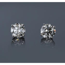 Boucles d'oreilles clous d'oreilles Réel diamants ronds à quatre griffes en or blanc 14K 2 carats
