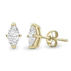 Boucles d'oreilles clous d'oreilles Réel diamants taille marquise 3.00 carats or jaune 14K