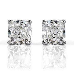 Boucles d'oreilles clous d'oreilles pour femmes en or blanc 14 carats taille ancienne mine 3 carats Réel diamants