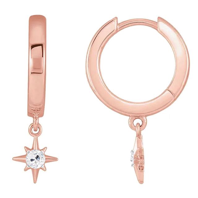 Boucles d'oreilles créoles Naturel diamant 1 carat Vieux mineur style étoile scintillante en or rose