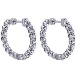 Boucles d'oreilles créoles dame en or blanc de 4,10 carats en Réel diamants de taille brillante