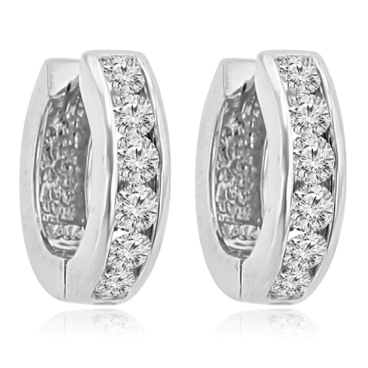 Boucles d'oreilles créoles dame en or blanc de taille brillante de 3,25 ct de Réel diamants étincelants.