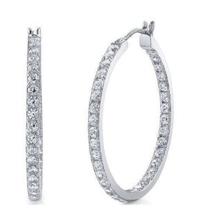 Boucles d'oreilles créoles en or blanc de Réel diamants de 4,10 carats taille ronde et scintillante