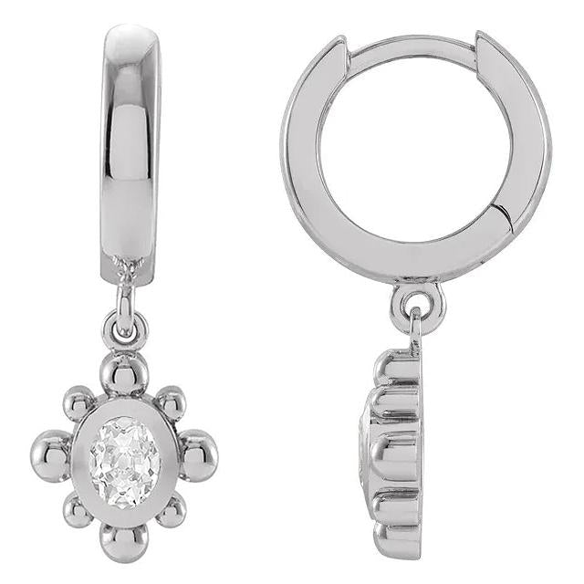 Boucles d'oreilles créoles pendantes ovales Réel diamants taille mine sertie clos 2 carats