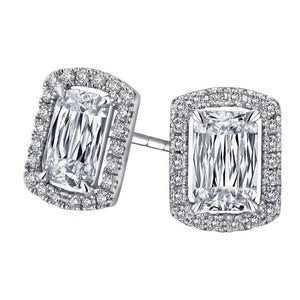 Boucles d'oreilles dame 6.70 carats coussin et Réel diamants Coupe Ronde