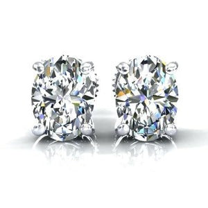 Boucles d'oreilles dame Réel diamants taille ovale 3 carats or blanc joaillerie fine