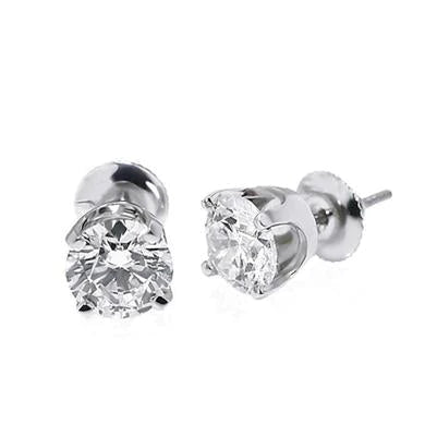 Boucles d'oreilles dames Naturel diamants Coupe Ronde 3.80 carats or blanc 14K