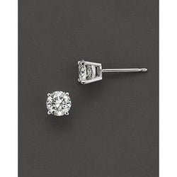 Boucles d'oreilles diamant rondes serties de griffes 1 carat en or blanc 14K