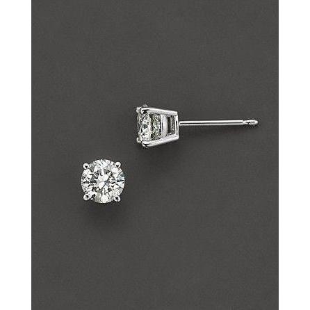 Boucles d'oreilles diamant rondes serties de griffes 1 carat en or blanc 14 carats - HarryChadEnt.FR