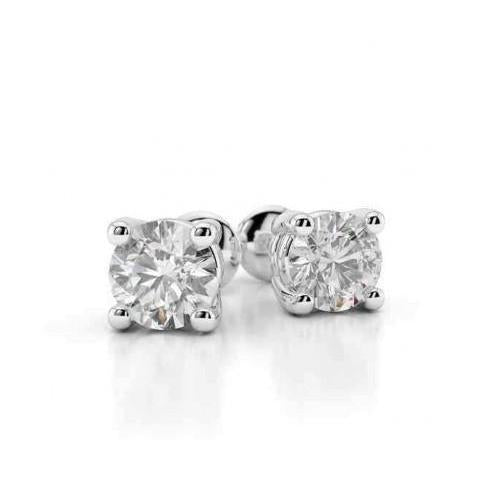 Boucles d'oreilles en diamant rond serti de griffes de 0.80 carat en or blanc 14 carats - HarryChadEnt.FR