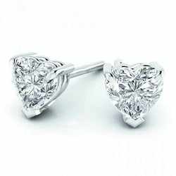 Boucles d'oreilles en forme de coeur serti de griffes Réel diamants 3.50 carats or blanc