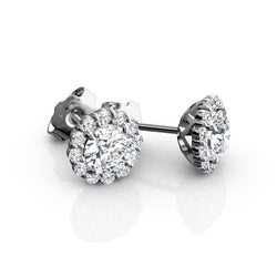 Boucles d'oreilles en or blanc 14K avec Réel diamants Coupe Ronde 2.24 carats pour femmes