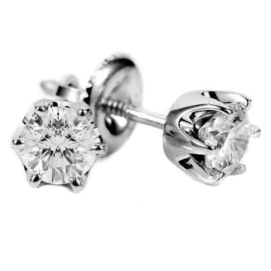 Boucles d'oreilles en or blanc solitaire avec diamants ronds pour femmes Bijoux 2 Ct. - HarryChadEnt.FR