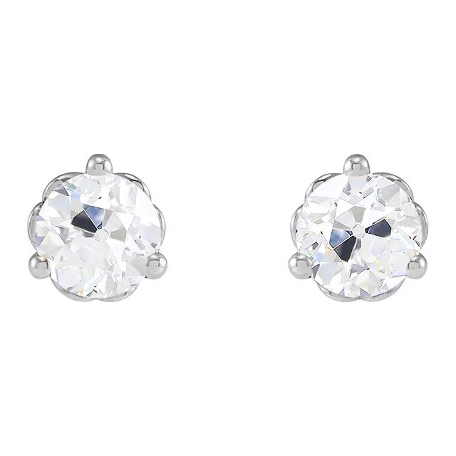 Boucles d'oreilles en or pour femmes Puces de Naturel diamants taille ancienne mine 4 carats