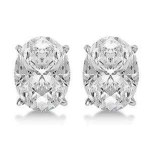 Boucles d'oreilles femme Réel diamants taille ovale 4 carats or blanc 14K