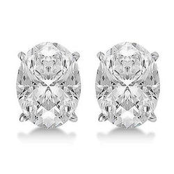 Boucles d'oreilles femme Réel diamants taille ovale 4 carats or blanc 14K