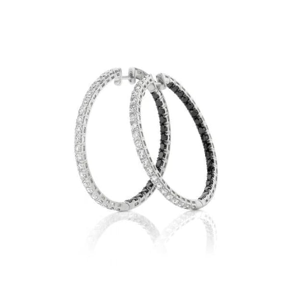 Boucles d'oreilles femmes avec Réel diamants taille brillant en or blanc 14K de 4,90 Carats