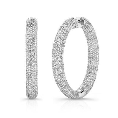 Boucles d'oreilles femmes avec petits Réel diamants ronds de 8,50 carats en or blanc 14K