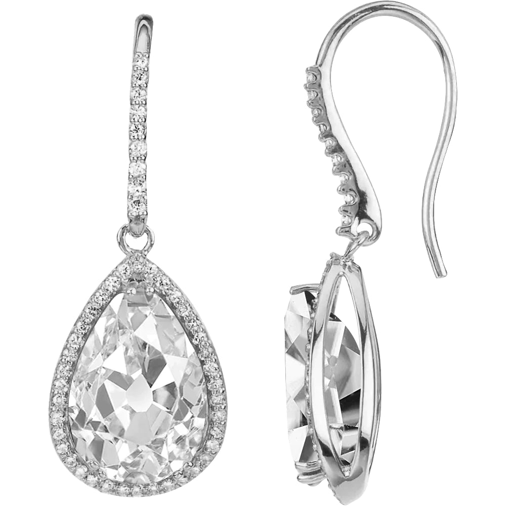 Boucles d'oreilles pendantes avec halo de Naturel diamants taille poire taille ancienne 10 carats
