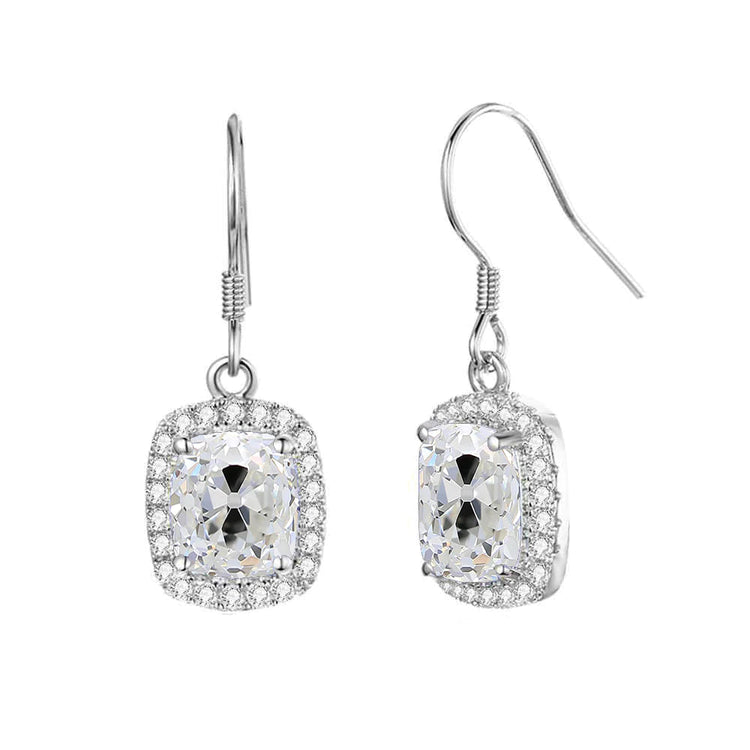 Boucles d'oreilles pendantes avec halo de Réel diamants taille coussin Old Mine 5,50 carats