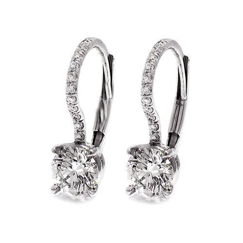 Boucles d'oreilles pendantes dames 4.60 carats Authentique diamants Coupe Ronde or blanc