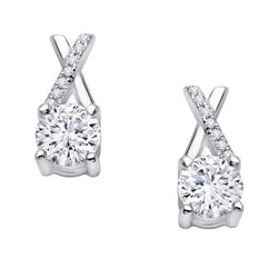 Boucles d'oreilles pendantes dames Authentique diamants Coupe Ronde 4.00 carats or blanc 14K