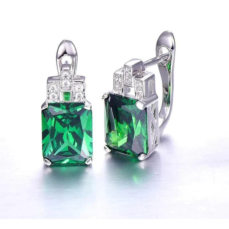Boucles d'oreilles pendantes femme 10.50 carats émeraude Vert avec diamants or 14K