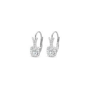 Boucles d'oreilles pendantes femme 3.10 carats sertie de Réel diamants or blanc 14K