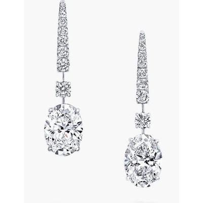 Boucles d'oreilles pendantes femme 5.10 carats Naturel diamants étincelants or blanc 14K