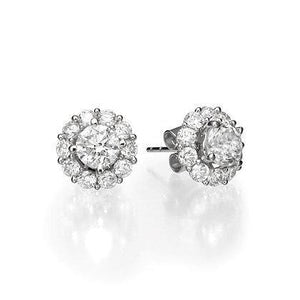 Boucles d'oreilles pour dames 2.80 carats Réel diamants Coupe Ronde or blanc 14 carats