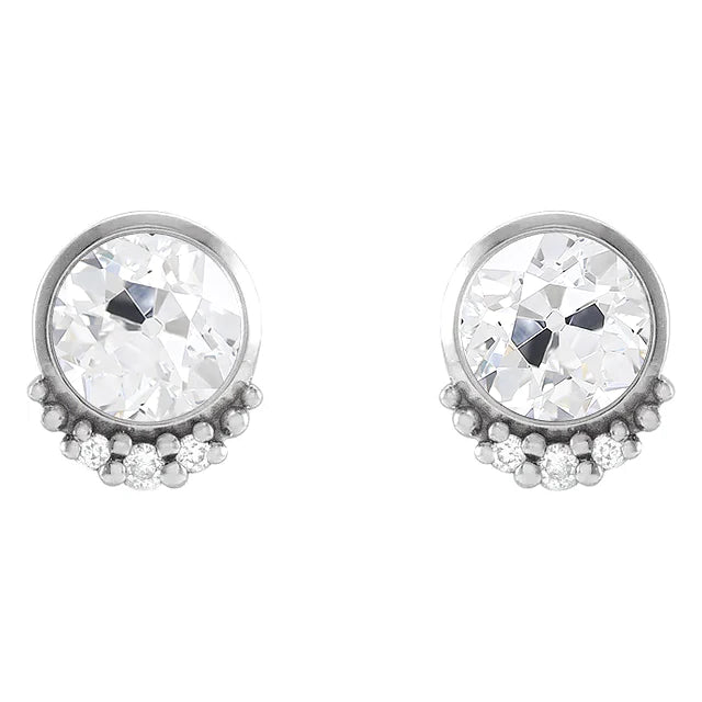 Boucles d'oreilles pour dames serties de Véritable diamants taille ancienne sertie de diamants 5 carats en or blanc 14 carats