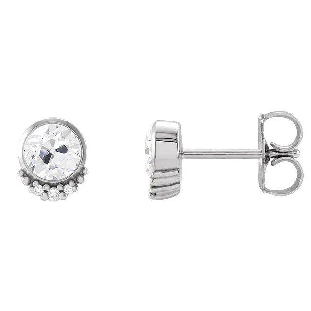 Boucles d'oreilles pour dames serties de Véritable diamants taille ancienne sertie de diamants 5 carats en or blanc 14 carats