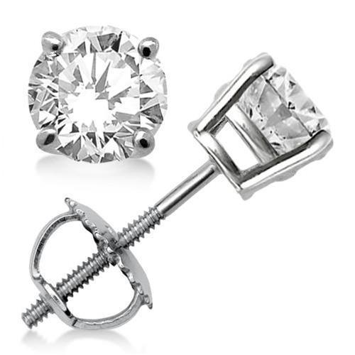 Boucles d'oreilles pour femmes avec Réel diamants ronds solitaires de 2.40 cts en or blanc 14K