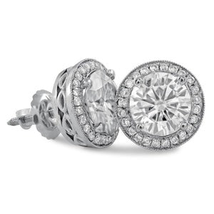 Boucles d'oreilles pour femmes avec halo de 4.90 carats. Réel diamants brillants. or blanc 14 carats