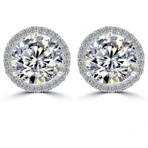 Boucles d'oreilles rondes avec halo de Réel diamants et diamants 5.48 carats en or blanc