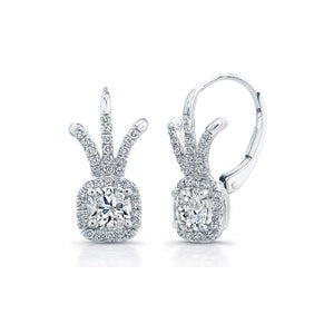 Boucles d'oreilles scintillantes 4.60 carats Réel diamants femmes or blanc 14K